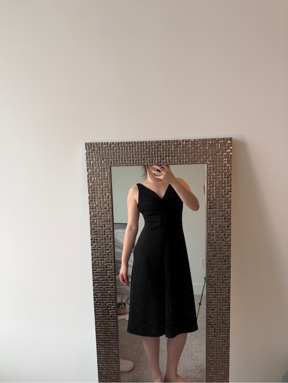 Emporio Armani  Classic Black V-Neck Midi Dress